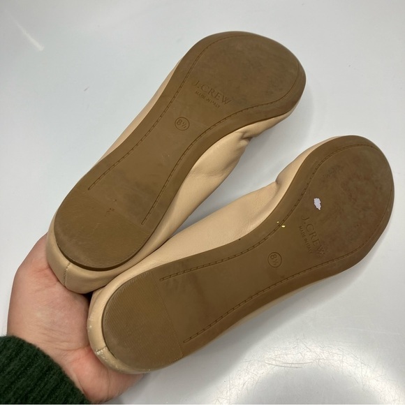 J. Crew cream leather ballet flats made in Italy gold studded size 8.5 - Picture 8 of 9